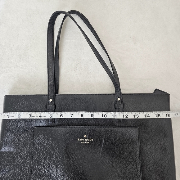 Kate Spade Black Cow Leather Large Tote Shoulder Bag Purse - Picture 13 of 15